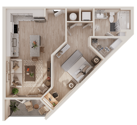 A2- One Bed / One Bath. The Easley. Rock Hill, SC.